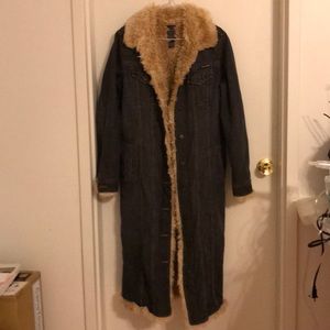 Lucky Brand Denim Faux Fur Coat